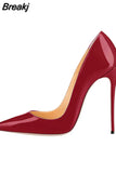 Color Classical Women Pumps 12 cm Stilettos Shallow Pointed Toe Thin High Heels Woman Party Shoes Pink color QP004
