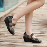 New Wedge Platform Weave Sandals Fashion Peep Toe Comforty Breathable Mom Shoes Female Casual Thick Bottom Sandalias