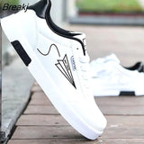 Men Shoes Spring Autumn Casual imitation leather Flat Shoes White Print Male Sneakers tenis masculino adulto