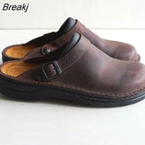 Men's Wedge Slippers PU Leather Shoes Vintage Soft Bottom Slip on Sandals Beach Slippers Men Casual Shoes Flats Size 38-