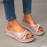 Women Slippers 2022 Summer Platform Wedge Sandals Women Outdoor Casual Beach Shoes Women Closed Toe Flat Slippers Plus Size
