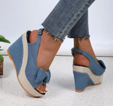 for Women Ankle Buckle Wedges Sandals for Women Summer Denim Sandal Comfortable Thick Sole Mujer Plus Size