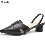 Riband Decoration Slippers Women Fashion High Quality Round Heel Shoes Casual Sweet High Heels Plus Size 42 Women