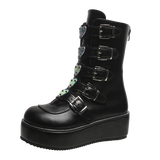 Design Black Gothic Style Thick Platform Spring Autumn Winter Shoes Women Fashion Punk Street Boots Plus Size