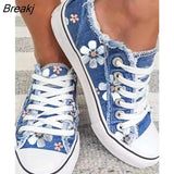 Women Shoes for Women 2023 Retro Floral Print Canva Shoes Female Fashion Student Spring Flat Lace-up Sneakers Casual Shoes