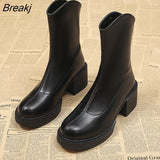 Women's Chelsea Boots Fashion Zipper Short Boots of Women Platform Boots Commute High Heel Shoes Autumn Winter Boots