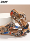 Wedge Slipper Summer Shoes Women 2023 Open Toe Leopard Print Plus Size Platform Beach Sandals Sandalias Con