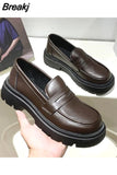 Womens Loafers Shoes Shallow Mouth Clogs Platform Oxfords Slip-on Female Footwear Round Toe British Style Casual Sneaker