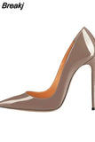 Color Classical Women Pumps 12 cm Stilettos Shallow Pointed Toe Thin High Heels Woman Party Shoes Pink color QP004