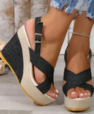 for Women Ankle Buckle Wedges Sandals for Women Summer Denim Sandal Comfortable Thick Sole Mujer Plus Size