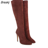 Autumn And Winter Over The Knee Women Boots Velvet Sexy High Heels Slip on Shoes Pointed Toe Woman