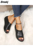 Ladies Leather Sole Slippers Women Sexy High Heel Mules Clogs Black Peep Toe Platform Mules Emal Slip on Sandals