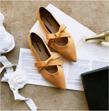 Weaving Bowknot Pointy Toe Ballet Shoes Women Cozy Flats Pregnant Shoes Breath Mixed Color Shallow Knitted Ballerina