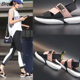 open toe sports sandals T-shaped buckle thick heel platform shoes 2020 women's summer flat casual shoes women's