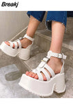 Heeled Platform Sandals For Women Summer 2023 Ankle Buckle Square Toe Sandals Simply Causal Open Toe Sandals Slipper