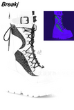 Size 43 Black Gothic Motorcycle Boots Zip High Heel Punk Rivets Chunky Platform Mid-Calf Women Boots Shoes Women De