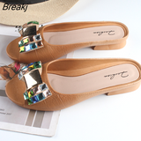 Slippers Women's New Women's Half Slippers Outer Wear Set Feet Fashion Rhinestone Flat Heelless Women's