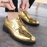 Casual Leather Shoes Men superstar Brogues formal leather shoes oxford gold shoes lace-up hombres silver large size 47