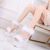 Women Sandals Shoes MaoMao Steel Tube Dancing Striptease Female Shoes High-heeled 18CM Sandals Nightclub Wedding