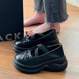 Womens Derby Shoes Autumn Female Footwear Clogs Platform Leather Fall Dress New Creepers Retro Basic Mary Janes Rubber PU Hoof