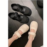 New Arrival Women Pumps Round Toe Platforms Hook&Loop Genuine Leather Thick High Heels Shoes Woman Size