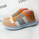 Color Knit Breathable Sneakers for Women 2023 Non Slip Soft Sole Casual Flats Woman Plus Size Slip On Sock Shoes