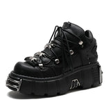 Womens Ankle Boots Fashion Casual New Rock Female Chunky Shoes Metal Decoration Motorcycle Boots Women Platform