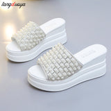 white pink slippers Flip Flops Women shoes Slippers Platform Summer Shoes Open Toe Wedges Sandals Ladies Shoes women