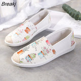 Women Slip on Flats Print Flat Bottom Light Mesh Lazy Fisherman Shoes Canvas Breathable Flat Women's Single