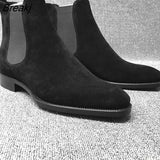 Men Chelsea Boots Black Brown Velvet High Ankle Dress Shoes Men Walking Shoes Wear Resistant Chelsea Dress Boots Botas de