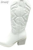 Hot Fashion 2023 Winter Comfy Cowgirl Western Boots Retro Vintage Women Knee High Boots Embroidery Dress Ladies