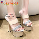 Rhinestone Fashion Women Shoes Summer Thick Platform Sandals Plus Size Europe And America Slippers Sexy Model High