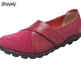 PU Leather Loafers Soft Sole Casual Flats Shoes for Women Students plus