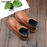 Female Literary Retro Big Head Doll Shoes Japanese Style Thick-Soled Plus Velvet Comfort Women Boots Casual Ankle