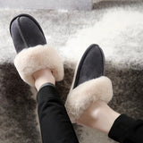 2023 New Fluffy Home Slippers Women Flat Heels Non Slip Winter Cotton Shoes Woman Indoor Faux Suede Plush Couple
