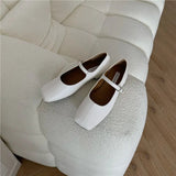 Flats 2023 Brand Design Square Toe Women Ballet Shoes Casual Buckle Strap Female Dress Shoes Low