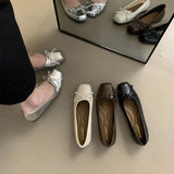 Head Shallow Mouth Single Shoes 2024 Spring And Autumn New French Evening Wind Temperament Gentle Fairy Flat-Soled Grandma