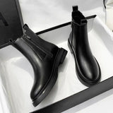 Pu Leather Platform Ankle Boots Women Autumn Winter Low Heels Short Boots Woman Side Zipper Thick Sole Botas