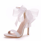 Women shoes 11cm stiletto sandals high heel sandals white flowers wedding shoes bridesmaid dress skirt