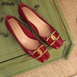 Women's Shoes Square Toe High-heeled Shoes Thick Heel French Two-wear Stepped with Shallow Mouth Seasons Single Shoes