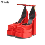 Fashion Women Pumps Retro Mary Janes Chunky Heels Sandals Spring Platform Dress Party Wedding Basic Shoes Woman Big