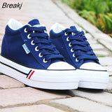 Spring Autumn Women Soild Shoes Side Zipper Denim Women Casual Shoes Women Lace-up Canvas Platform Sneakers Platform