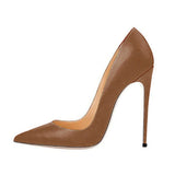 Solid Khaki Brown Matte Women Pointed Toe Stiletto High Heels Slip On OL Dress Shoes Elegant Ladies Formal
