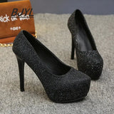 Summer High Heels Women's Super High Heels Sequined Women's Shoes Sexy Round Toe Single Shoes Women's Large Size