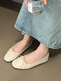 Women Gentle Bowknot Ballet Flat Shoes Korean Fashion Retro Elegant Round Toe Stiletto Pumps Autumn Dress Loafer Casual