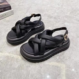 Summer Sandals Thick Bottom Round Toe Ladies Sandals Roman Women Shoes Platform Sandals Braided crosses Women
