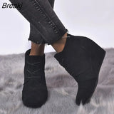 Autumn Boots Women Camel Black Ankle Boots for Women Leopard Print Thick Heel Slip on Ladies Shoes Boots Bota