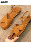 Women Rome Shoes Beach Flats Slides Summer 2023 New Trend Fashion Women Shoes Slippers Open Toe Zapatos Mujer