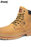 Top Boots Men Leather Shoes Fashion Motorcycle Ankle Military Boots For Men Winter Boots Man Shoes Lace-Up Botas
