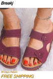 Women's Sandals 2023 Summer Handmade Wedge Slippers Ladies Shoes Leather Floral Sandals Women Flats Retro Style Shoes